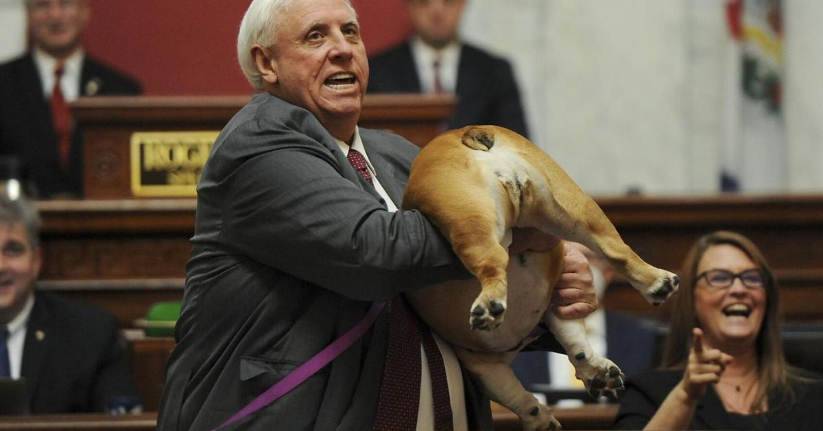 West Virginia Gov. Justice holds up dog during speech, suggests Bette